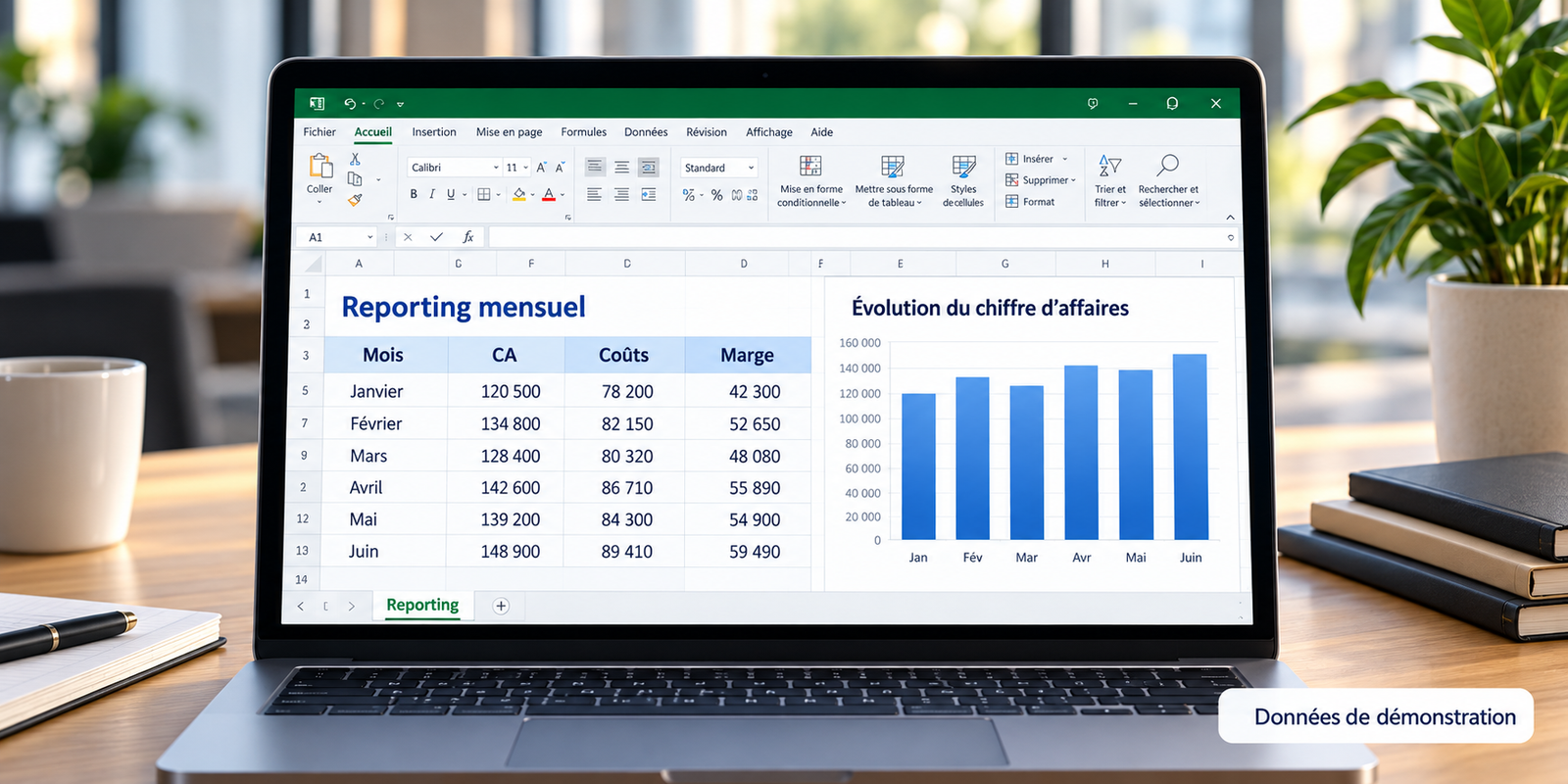 tableau de bord financier au bureau